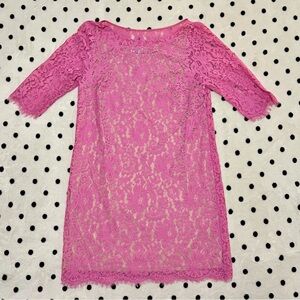Robert Rodriguez Pink Peony Lace Shift Dress Size 8